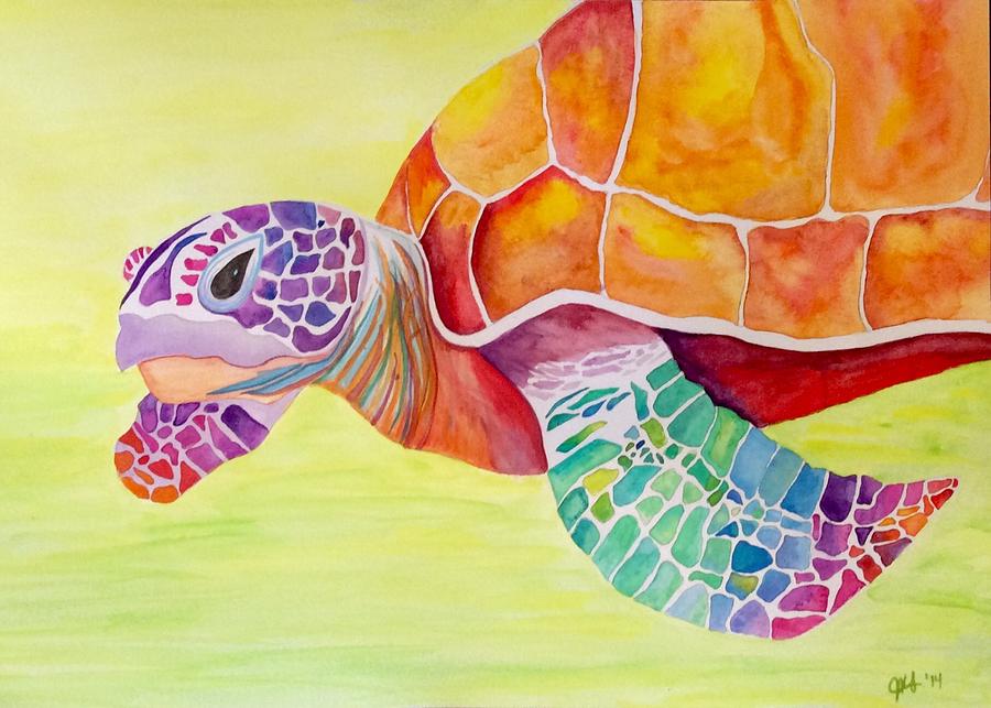 Happy Sea Turtle Painting by Jennifer Shaffer - Fine Art America