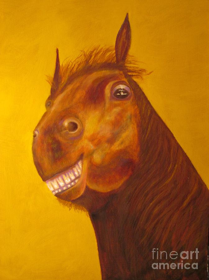 Horse Painting - Happy Smiling Horse - Original Oil Painting by Anthony Morretta