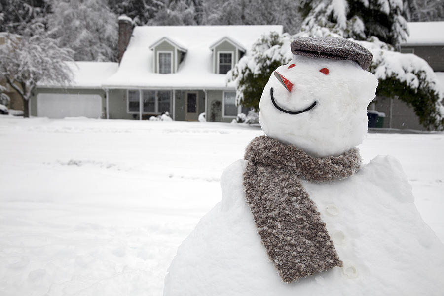 Happy Snowman Looking up Photograph by King Wu - Fine Art America