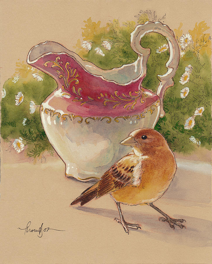 Sparrow Painting - Happy Sparrow 7 by Tracie Thompson
