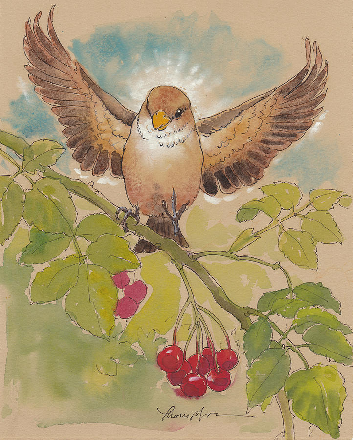 Sparrow Painting - Happy Sparrow Number Four by Tracie Thompson