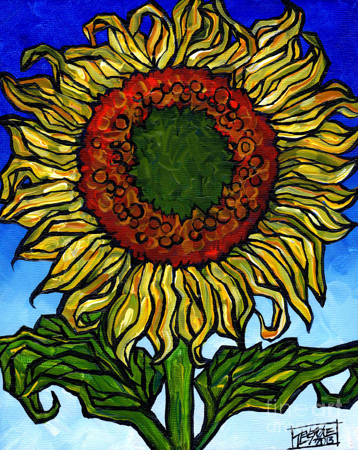 Happy Sunflower Painting by Tracy Levesque