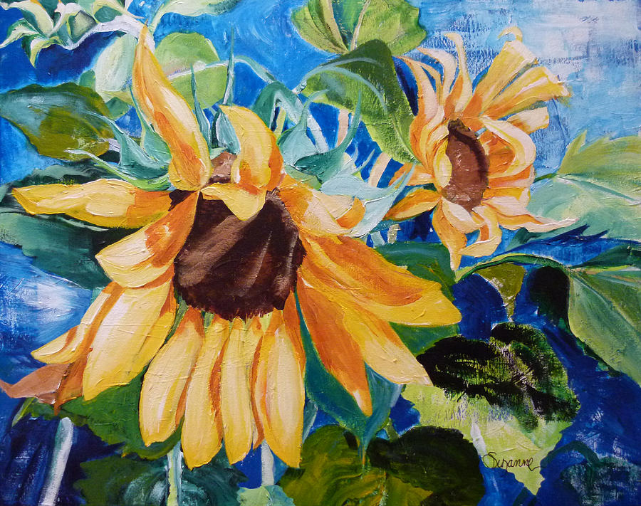 Flower Painting - Happy Sunflowers by Suzanne Willis