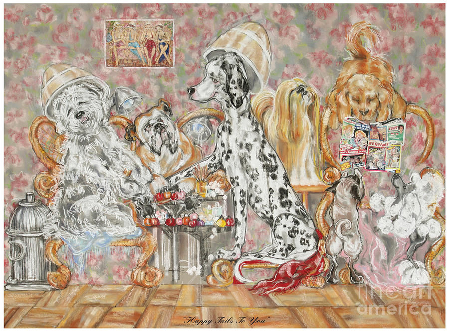 Dog Painting - Happy Tails to You by Barbara Black