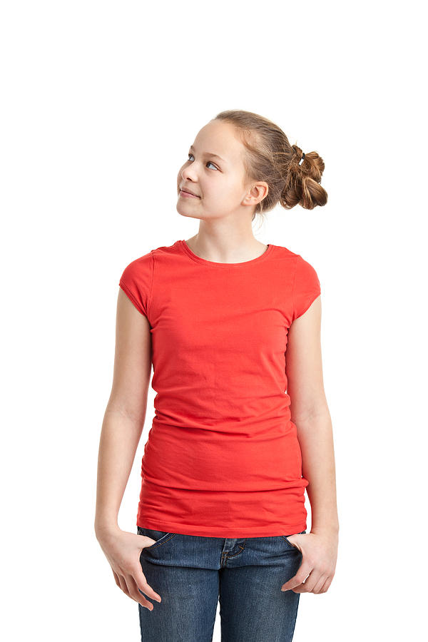 Happy Teenager Girl In Red Tshirt Photograph by Jaroon