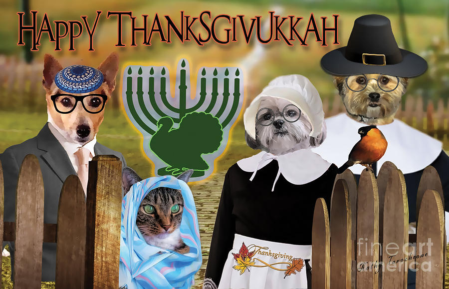 Happy Thanksgivukkah -1 Digital Art by Kathy Tarochione