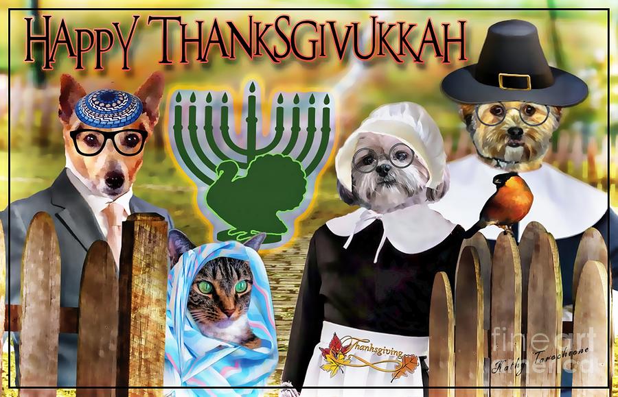 Happy Thanksgivukkah -2 Digital Art by Kathy Tarochione