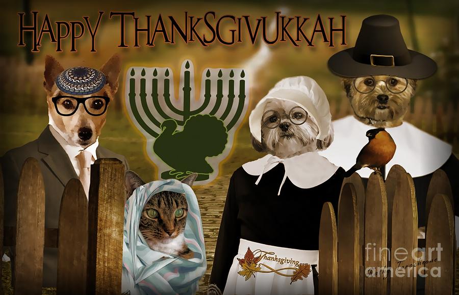 Happy Thanksgivukkah -4 Digital Art by Kathy Tarochione