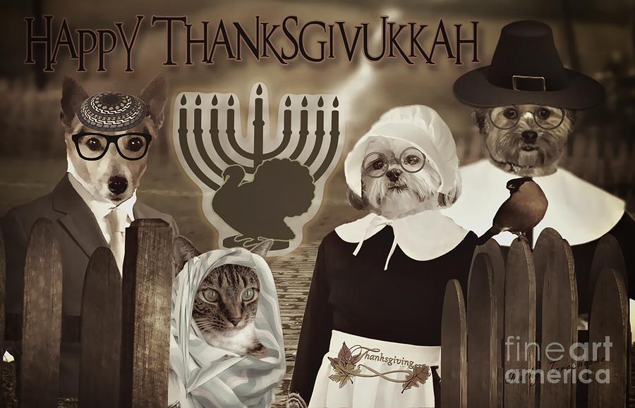 Jake Bergman Digital Art - Happy Thanksgivukkah -6 by Kathy Tarochione