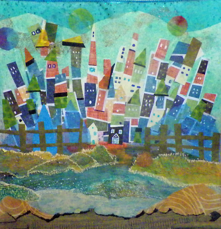 Happy Towne Mixed Media by Linnie Greenberg