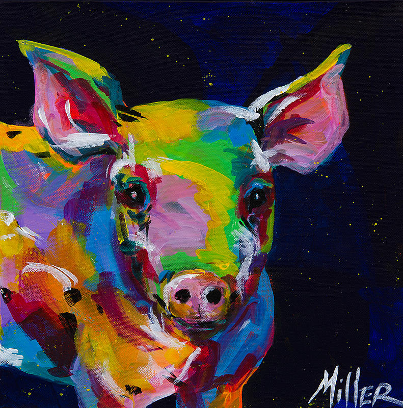 Pig Painting - Happy by Tracy Miller