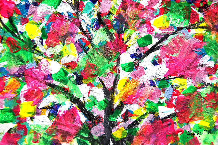 Happy Tree Abstract by Jan Marvin Painting by Jan Marvin