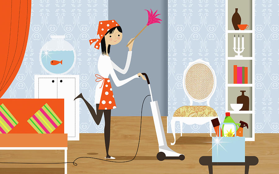 Happy Woman Doing Housework Holding Photograph by Ikon Ikon Images