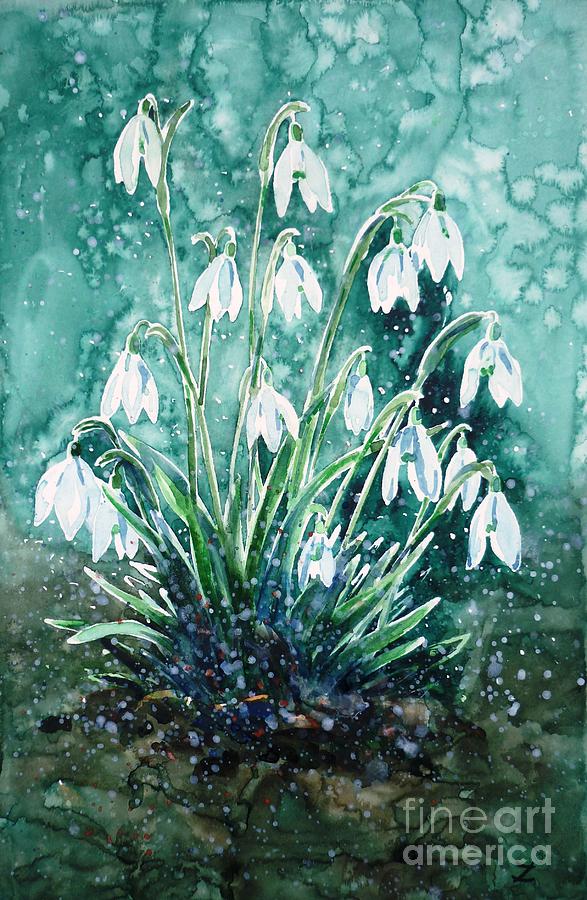 Spring Painting - Harbingers of Spring by Zaira Dzhaubaeva