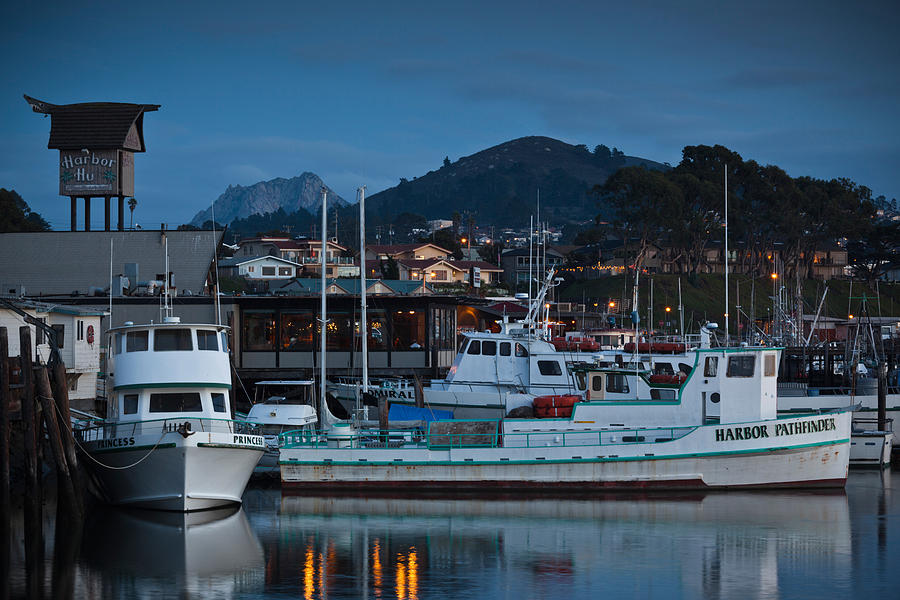 Architecture Photograph - Harbor At Dusk, Morro Bay, California by Panoramic Images
