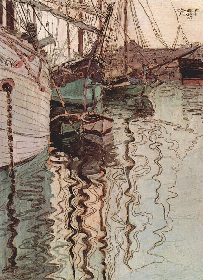 Egon Schiele Painting - Harbor of Trieste by Celestial Images