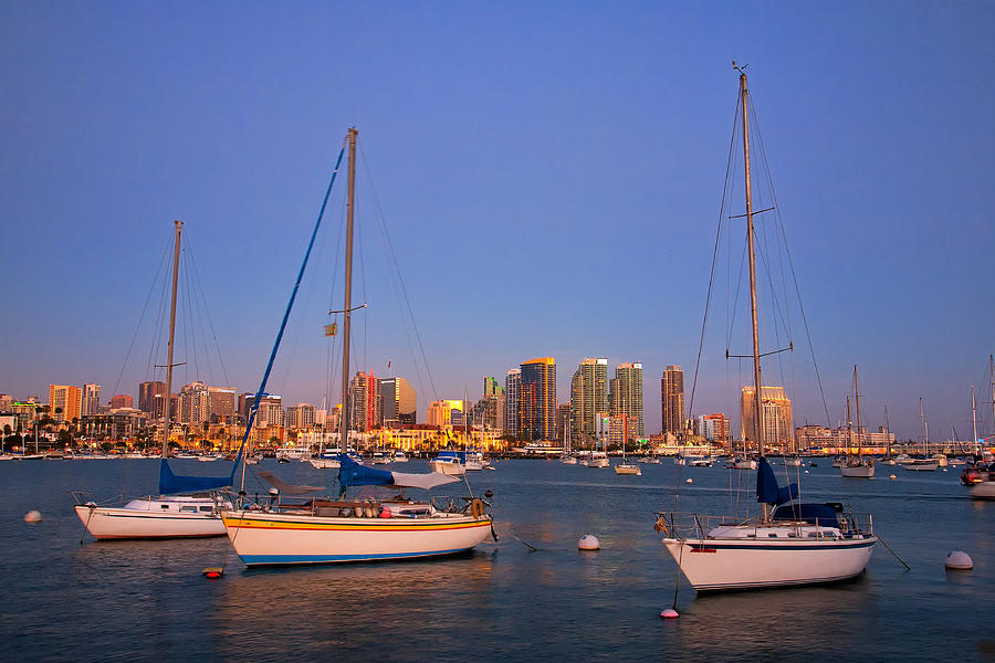 San Diego Photograph - Harbor Sailboats by Peter Tellone
