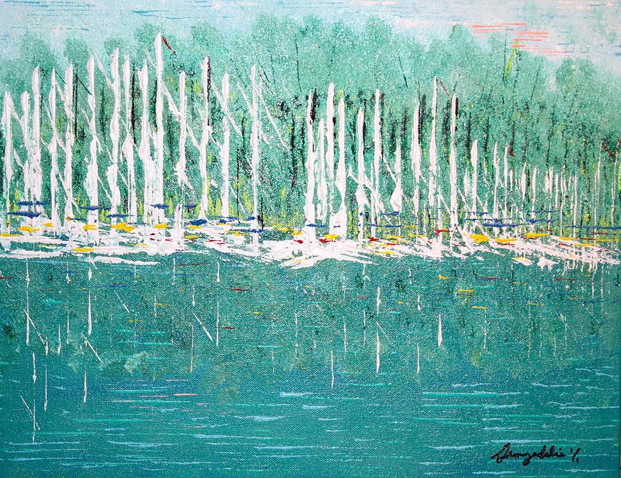 Abstract Painting - Harbor Shores by George Riney