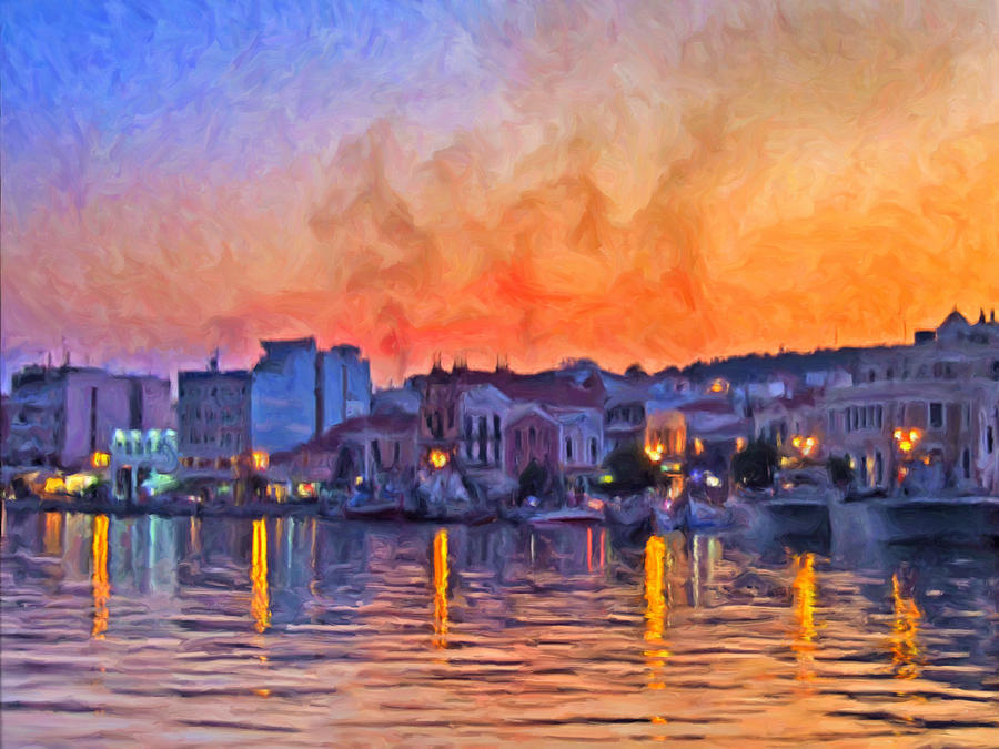Harbor Sunset Reflections Painting by Dominic Piperata