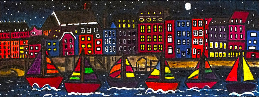 Harbor Traffic Painting by Monica Engeler