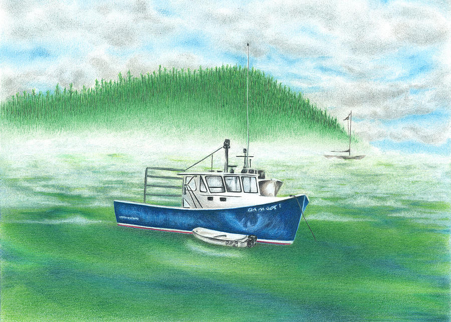 Boat Drawing - Harbor by Troy Levesque