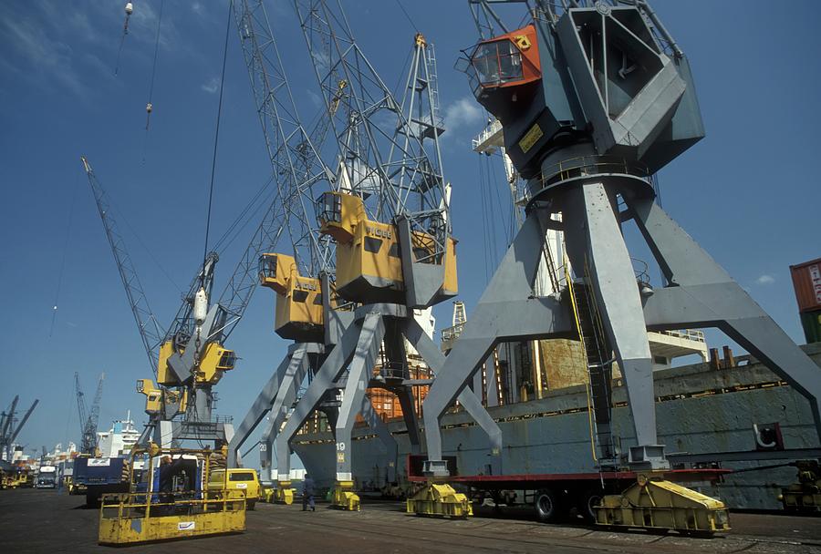 Harbour Cranes Photograph by Jim West