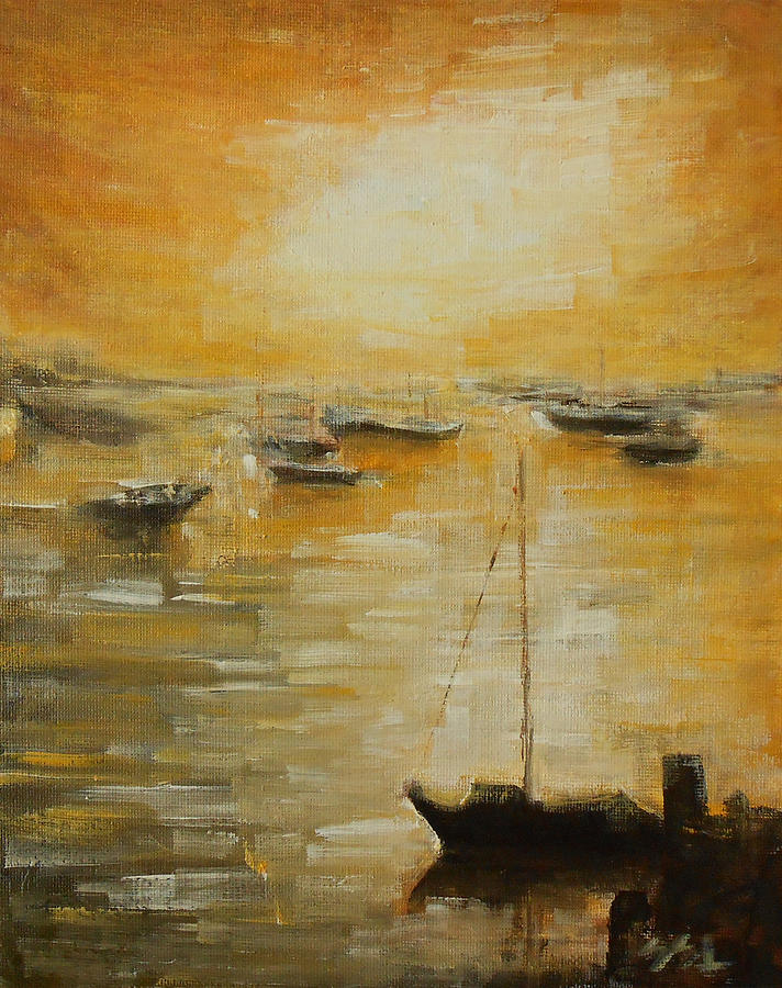 Harbour Sunset Painting by Jane See