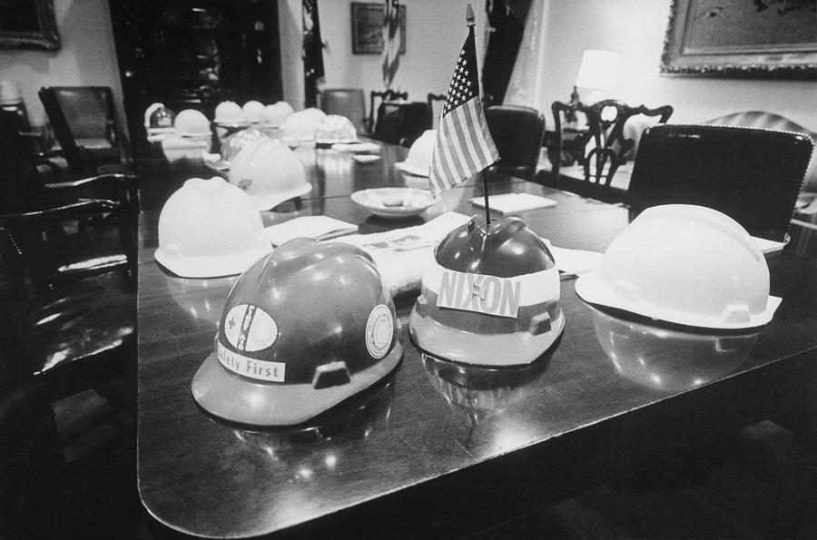 Hard Hats In The Nixon White House Photograph by Everett