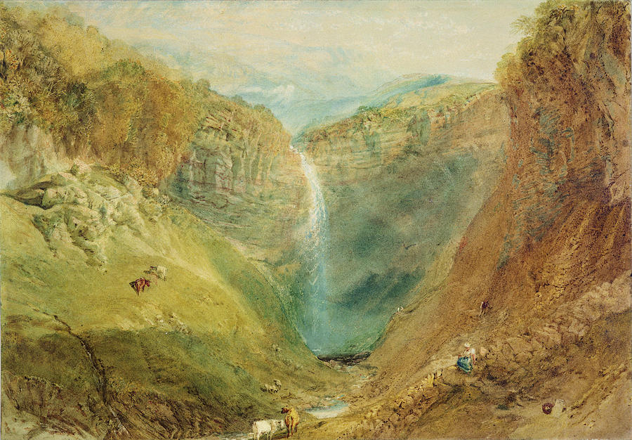 Waterfall Drawing - Hardraw Fall, Yorkshire, C.1820 by Joseph Mallord William Turner