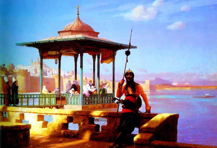 Harem in the Kiosk The Guardian of the Seraglio 1870 Painting by MotionAge Designs