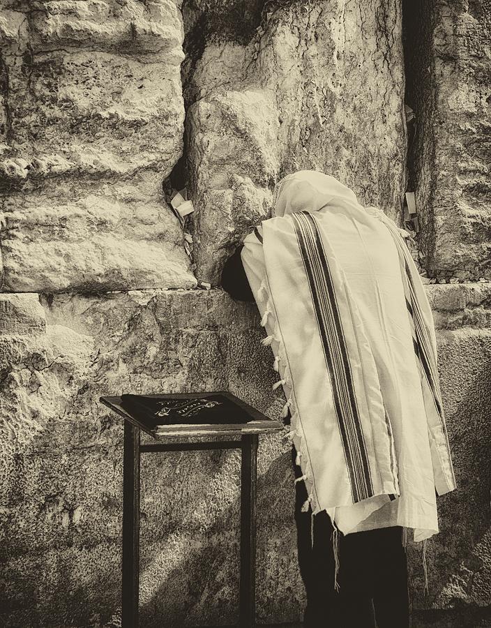 Harken Unto My Prayer O Lord Western Wall Jerusalem Antiqued Photograph by Mark Fuller