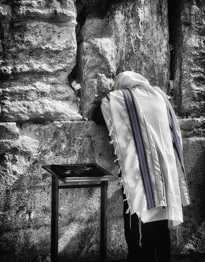 Harken Unto My Prayer O Lord Western Wall Jerusalem BW Photograph by Mark Fuller