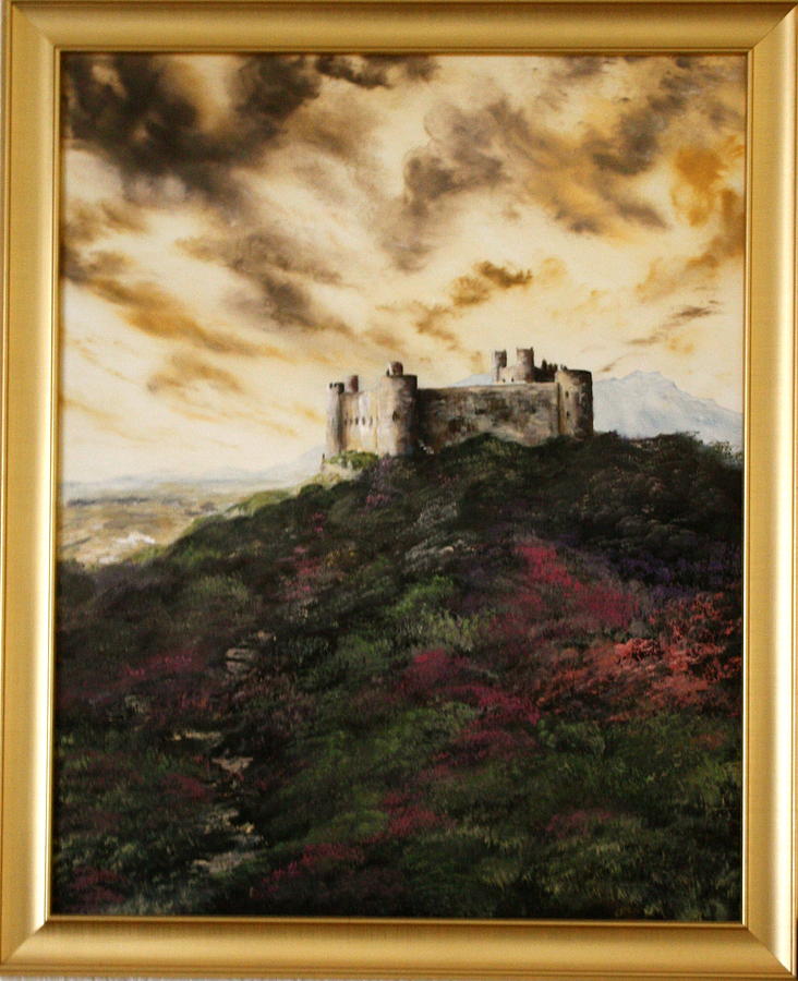 Harlech Castle Gold Framed Painting by Jean Walker