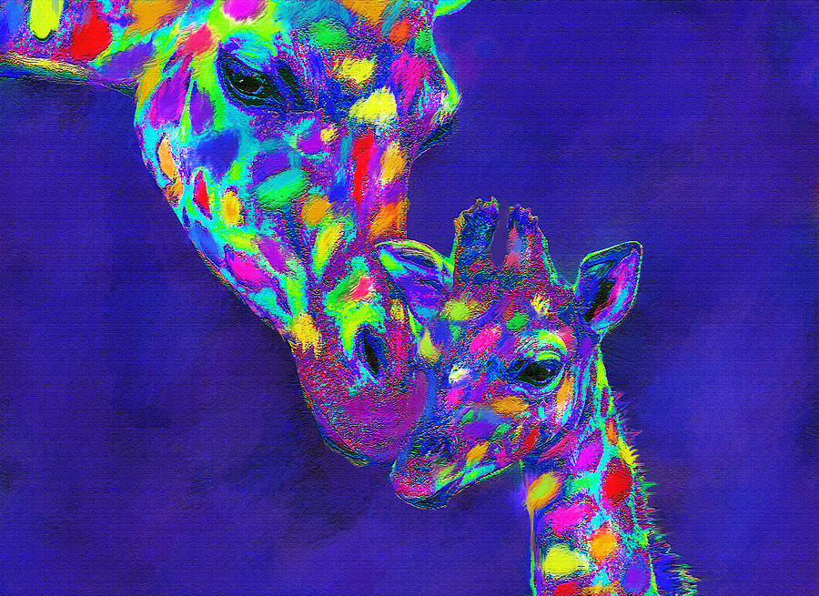Giraffe Digital Art - Harlequin giraffes by Jane Schnetlage
