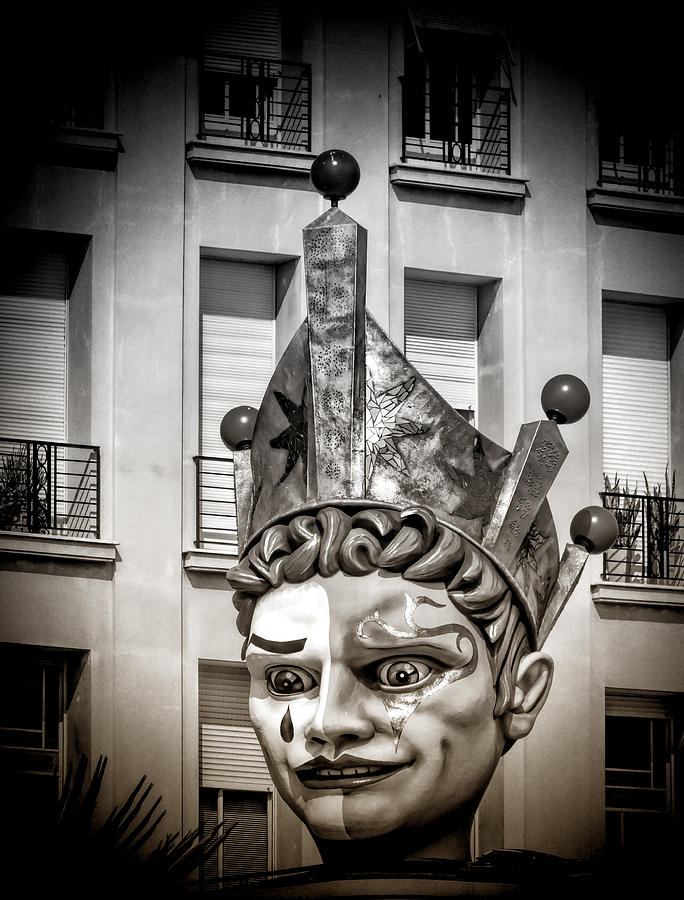 Black And White Photograph - Harlequin of Nice by Karen Lindale