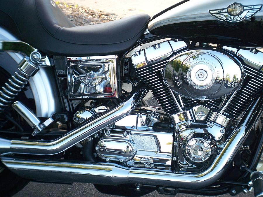 Harley Black And Silver Sideview Photograph