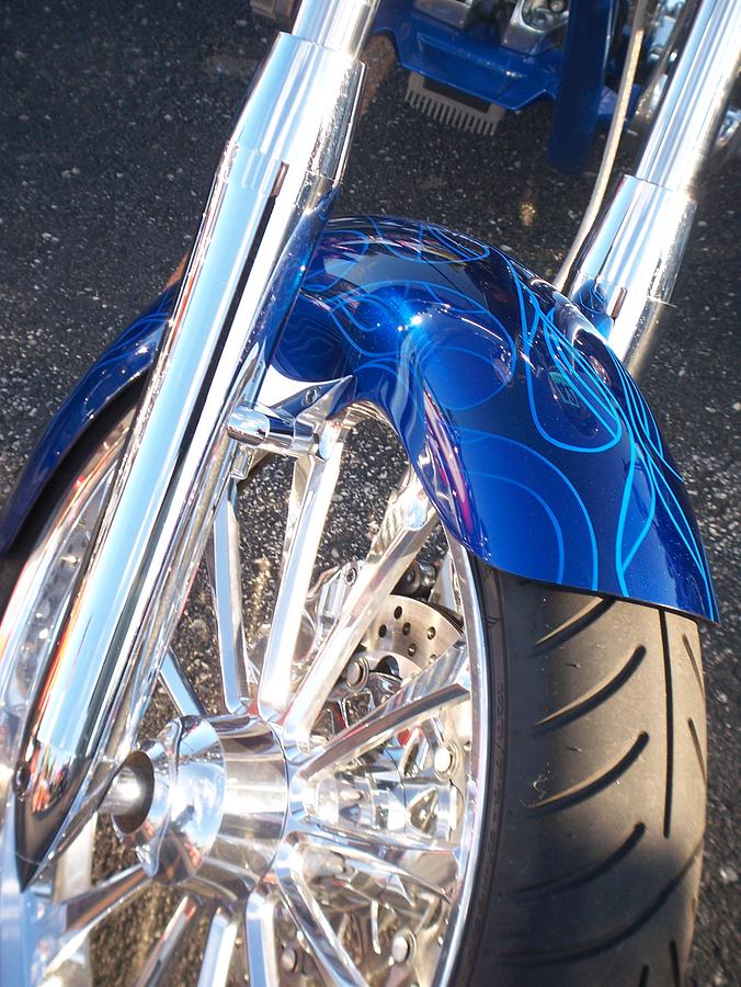 Harley Close-up Blue Flame  Photograph by Anita Burgermeister