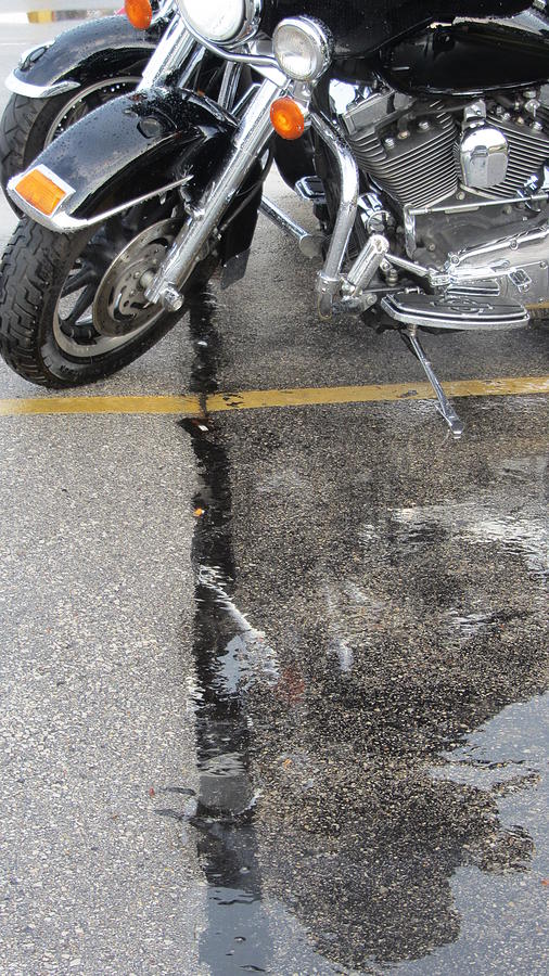 Harley Close-up Rain Reflections Tall Photograph by Anita Burgermeister