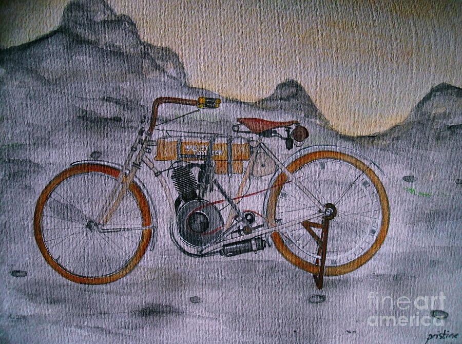 Vintage Painting - Harley Davidson 1907 Bike by Pristine Cartera Turkus