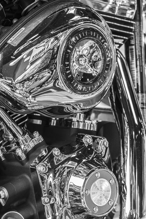Harley Davidson 96 Cubic Engine Black And White Photograph