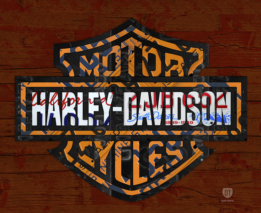 Harley Davidson Motorcycle Vintage Logo Recycled License Plate Art by ...