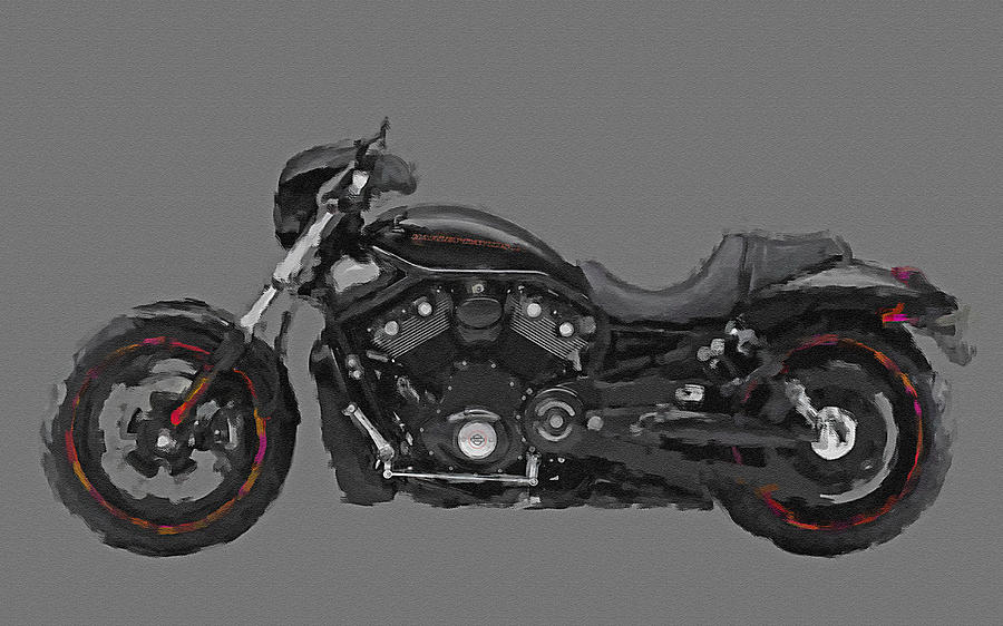 Harley Mixed Media - Harley Davidson Night Rod Hand Painted by Aston Pershing