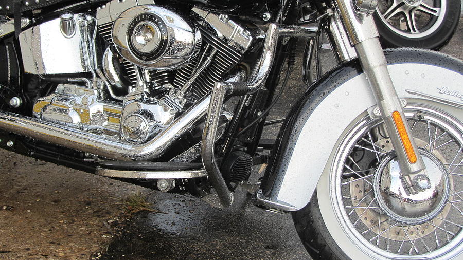 Harley Engine Close-up Rain 1 Photograph by Anita Burgermeister