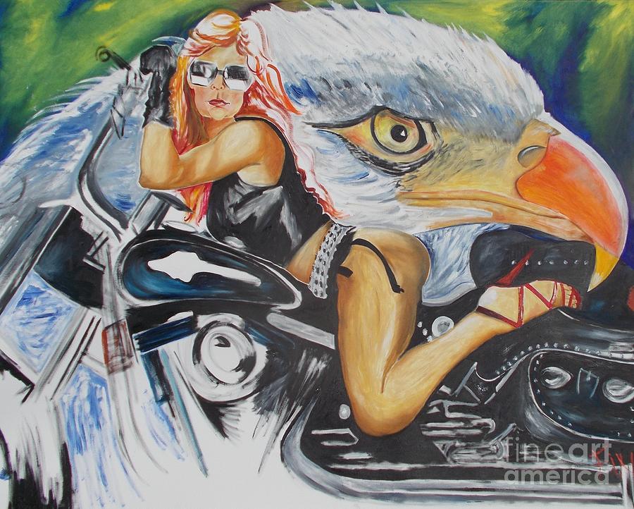 Harley Girl Painting by PainterArtist FIN