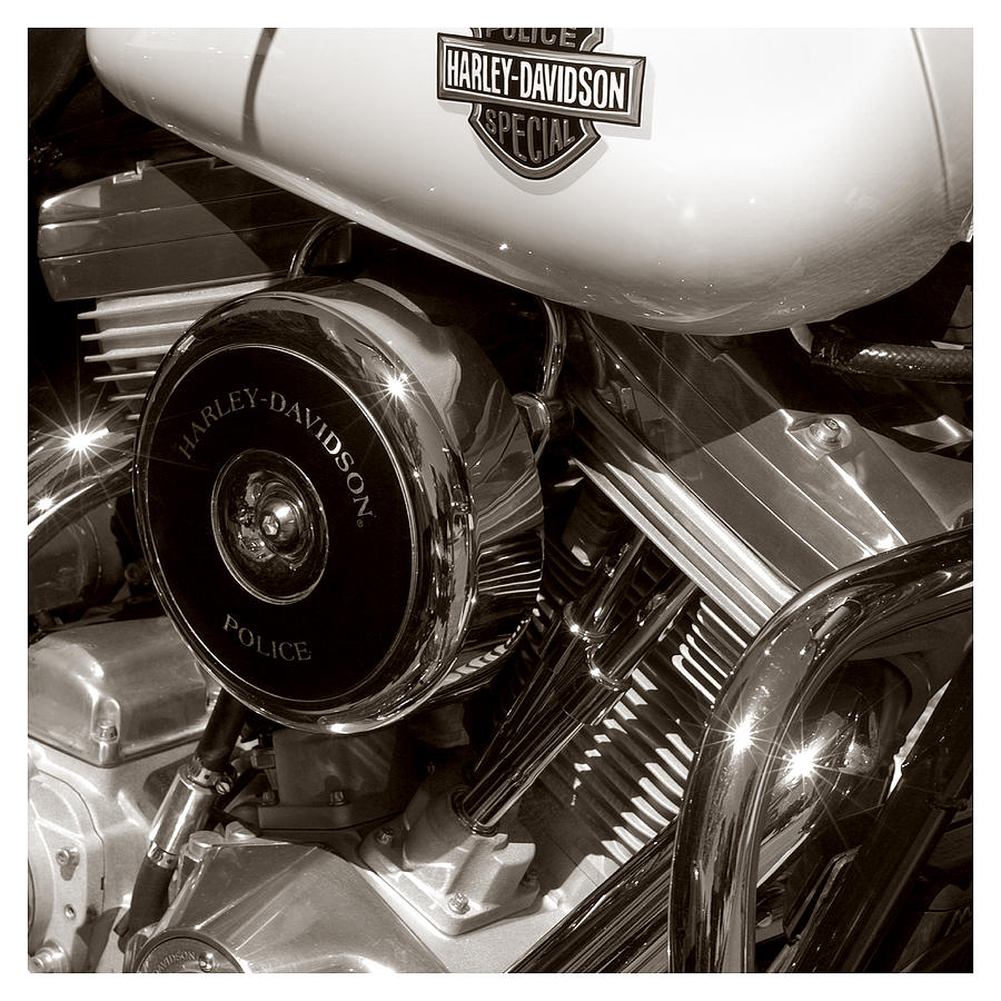 Black And White Photograph - Harley Police Special by Jeff Leland