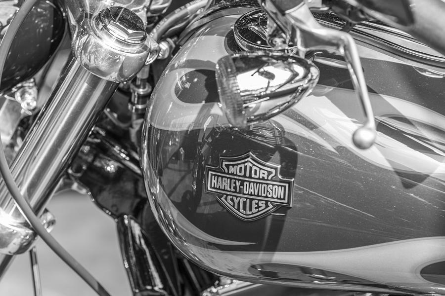 Harley Tank Black and White Photograph by John McGraw