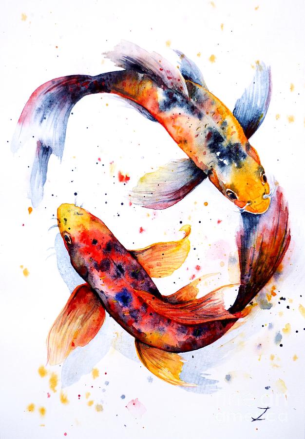 Koi Painting - Harmony by Zaira Dzhaubaeva