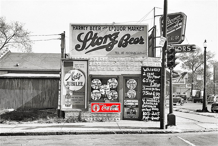 Harney Beer and Liquor Market Coca-Cola sign John Vachon FSA photo Omaha Nebraska November 1938-2014 Photograph by David Lee Guss