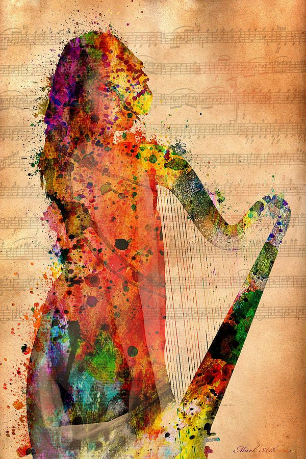 Music Digital Art - Harp by Mark Ashkenazi