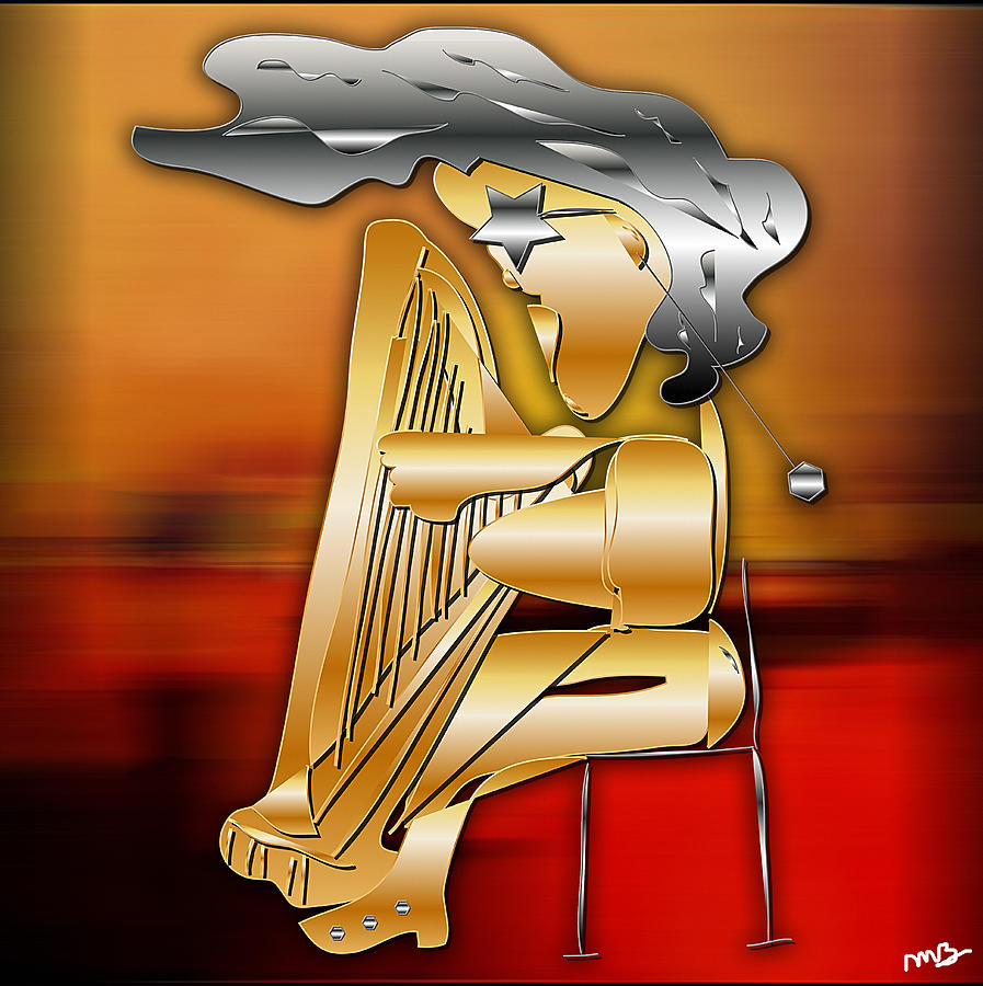 Harp Player Digital Art by Marvin Blaine